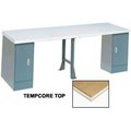 Global Equipment 120 x 30 Production Workbench - Shop Square Edge Top, 2 Cabinet, 1 Leg, Gray 607993